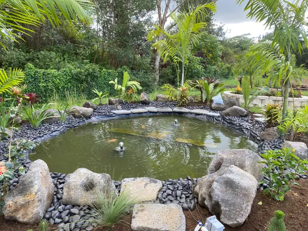 a view of a lake from a swimming pool