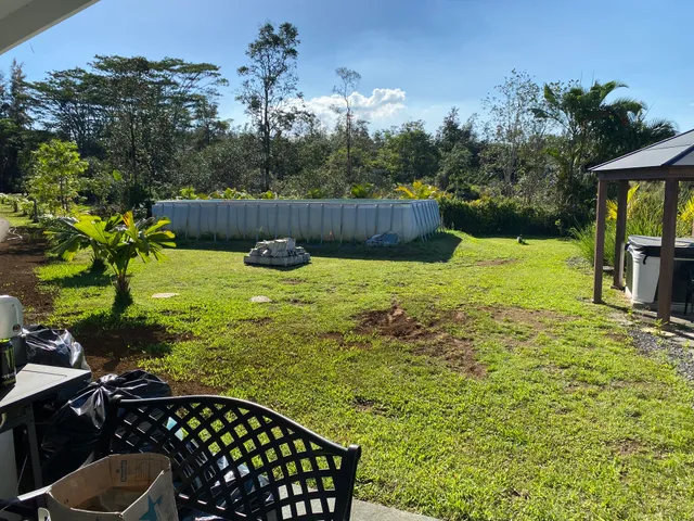 a view of a backyard