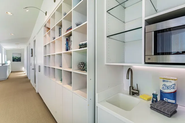 a view of a city with flower garden