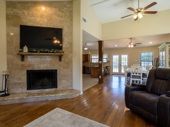 8209 Woodside Road Rowlett, TX 75088 - Photo 6 of 30 Fireplace w/granite hearth & floor to ceiling tile