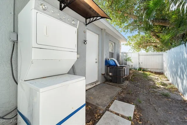 a view of a storage room with a washer and dryer