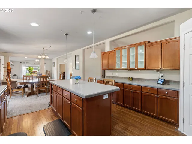 a kitchen with lots of counter top space