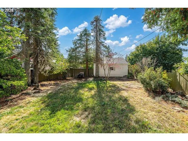 a backyard of a house with lots of green space