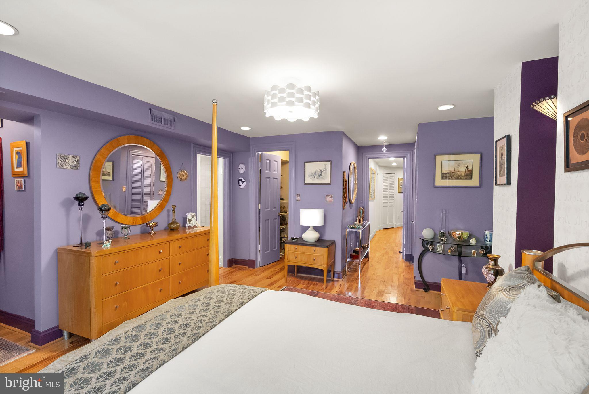 1335 Harvard Street Northwest, Unit 1 Washington, DC 20009 - Photo 10 of 29 Charming purple-hued bedroom retreat.