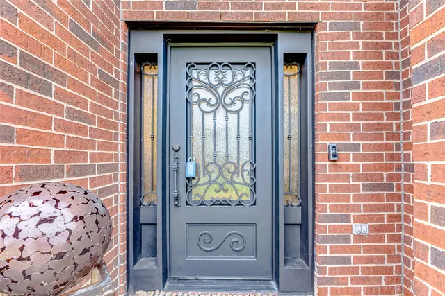 a front view of a house with a door