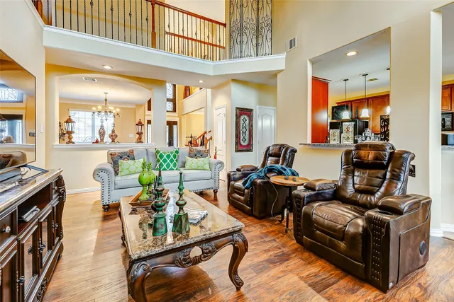 a living room with furniture