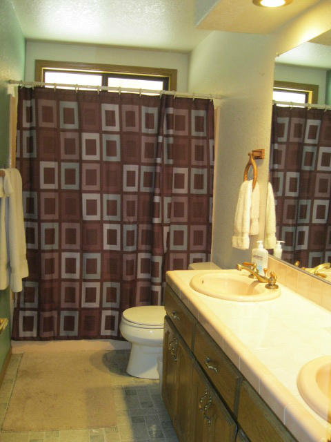 10786 Deschutes Road Palo Cedro, CA 96073 - Photo 8 of 24 a bathroom with a sink and a blue shower