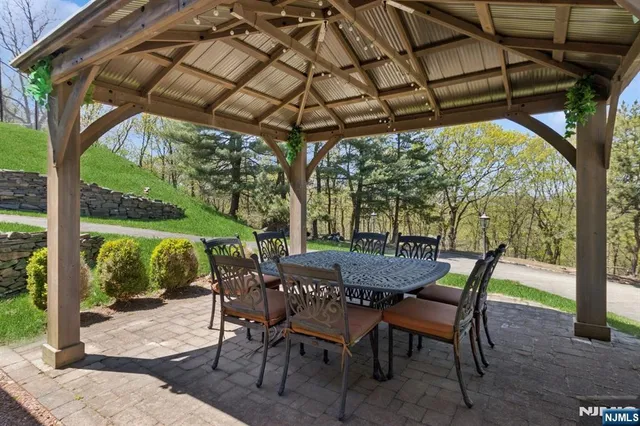 a view of a garden with a bench