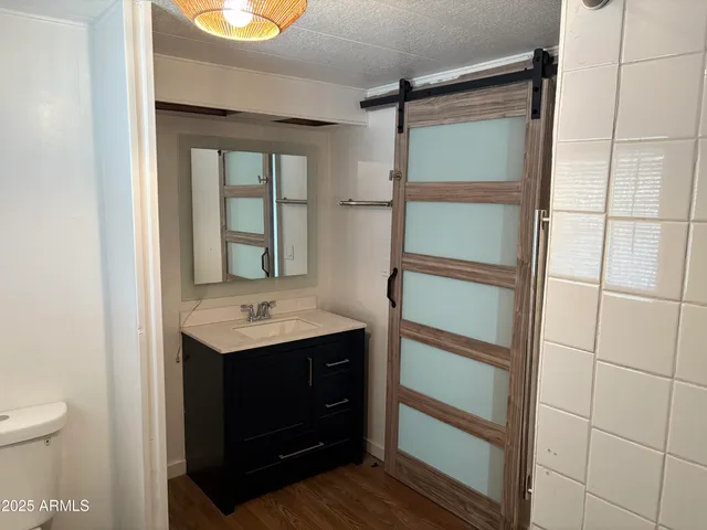 a view of wooden door