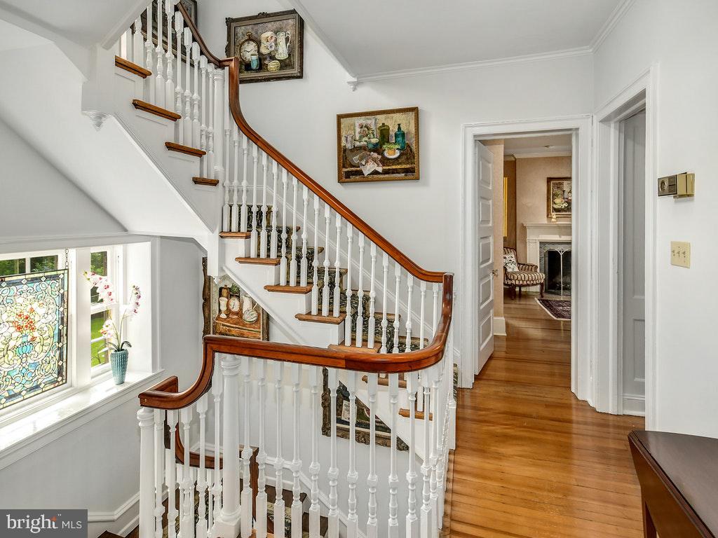 121 Bleddyn Road Ardmore, PA 19003 - Photo 17 of 40 Formal Staircase reaches all three floors