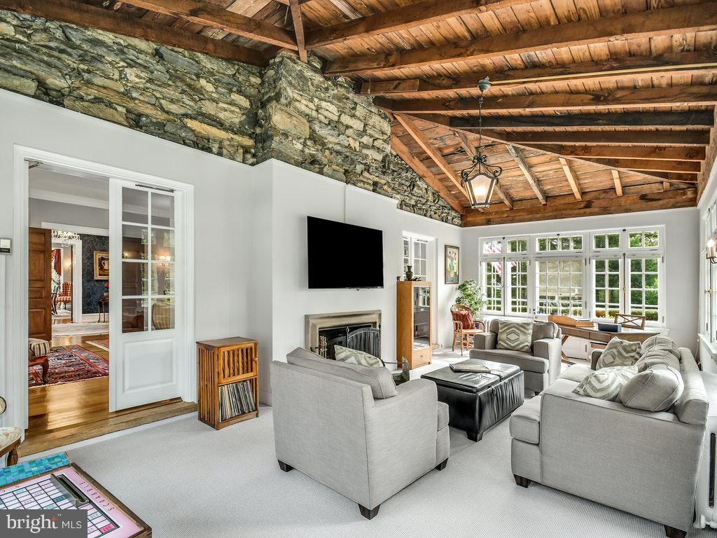 121 Bleddyn Road Ardmore, PA 19003 - Photo 8 of 40 Sun Room with Fireplace