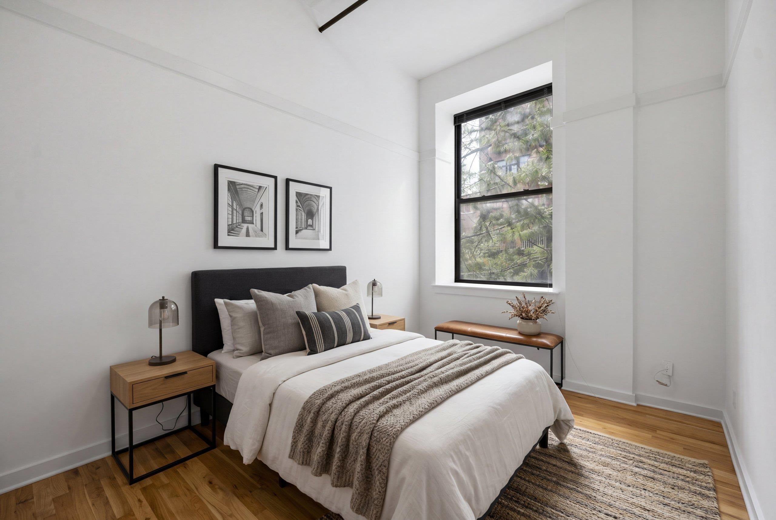 1015 Clinton Street, Unit 204 Hoboken, NJ 07030 - Photo 10 of 22 a bedroom with a bed and a window