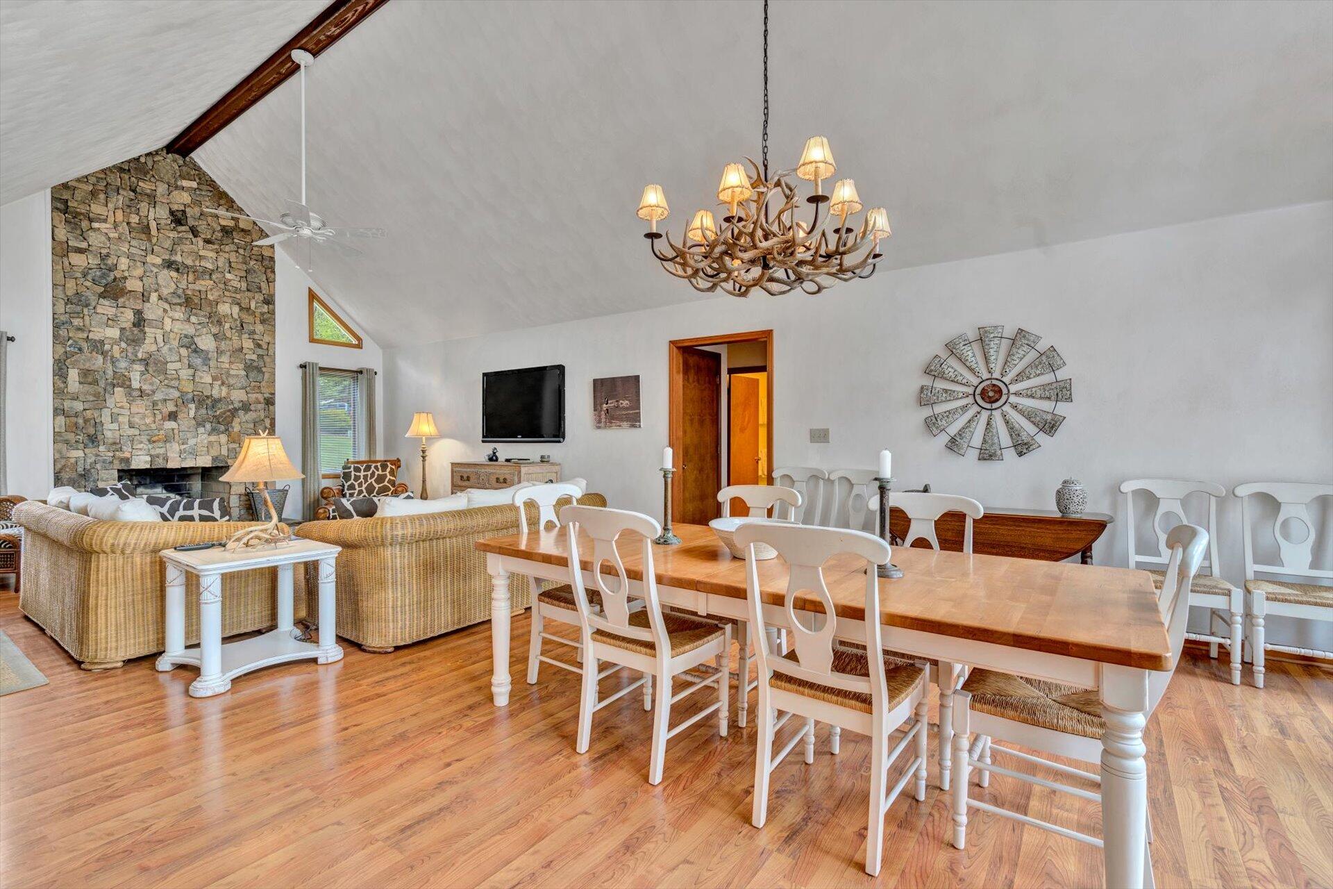 515 Cedar Ridge Road Union Hall, VA 24176 - Photo 13 of 51 a view of a dining room with furniture wooden floor and chandelier