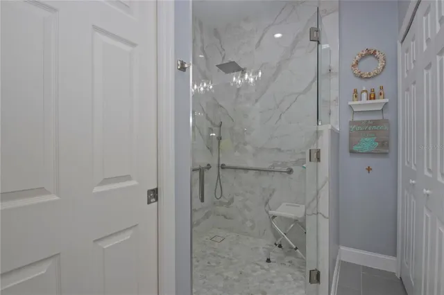 a bathroom with a shower