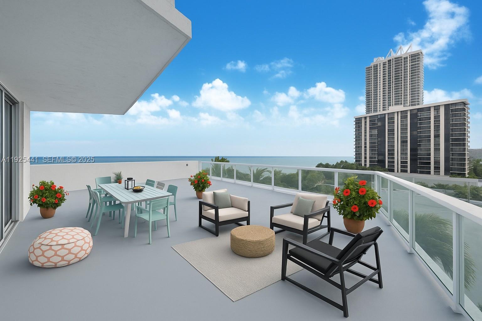 6515 Collins Avenue, Unit 605 Miami Beach, FL 33141 - Photo 2 of 18 a terrace with outdoor seating