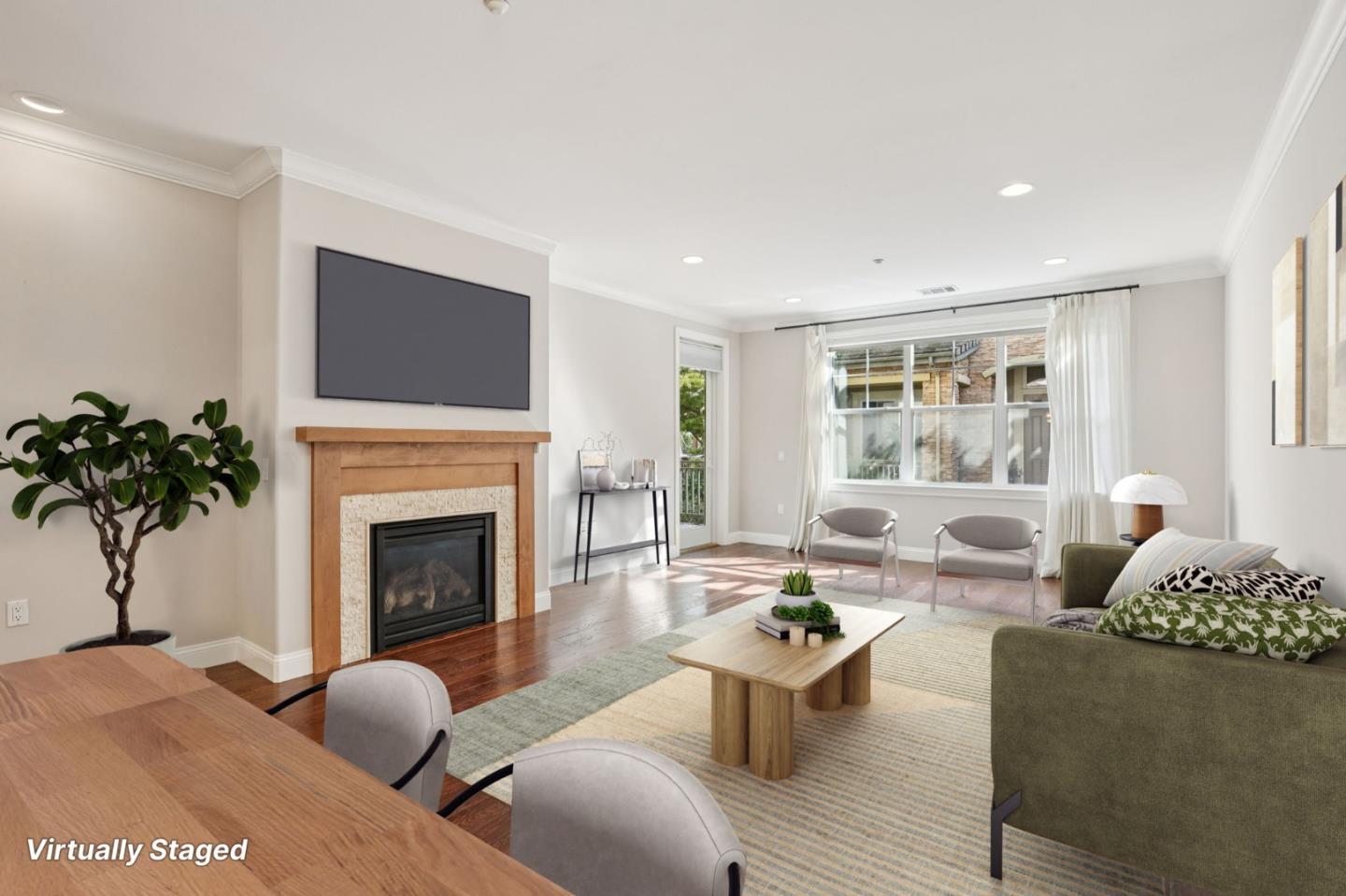 2881 Meridian Avenue, Unit 146 San Jose, CA 95124 - Photo 8 of 35 a living room with furniture large window and a fireplace