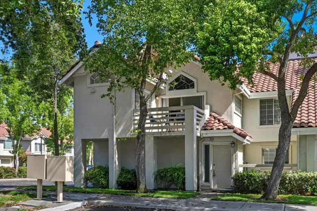front view of house with a tree
