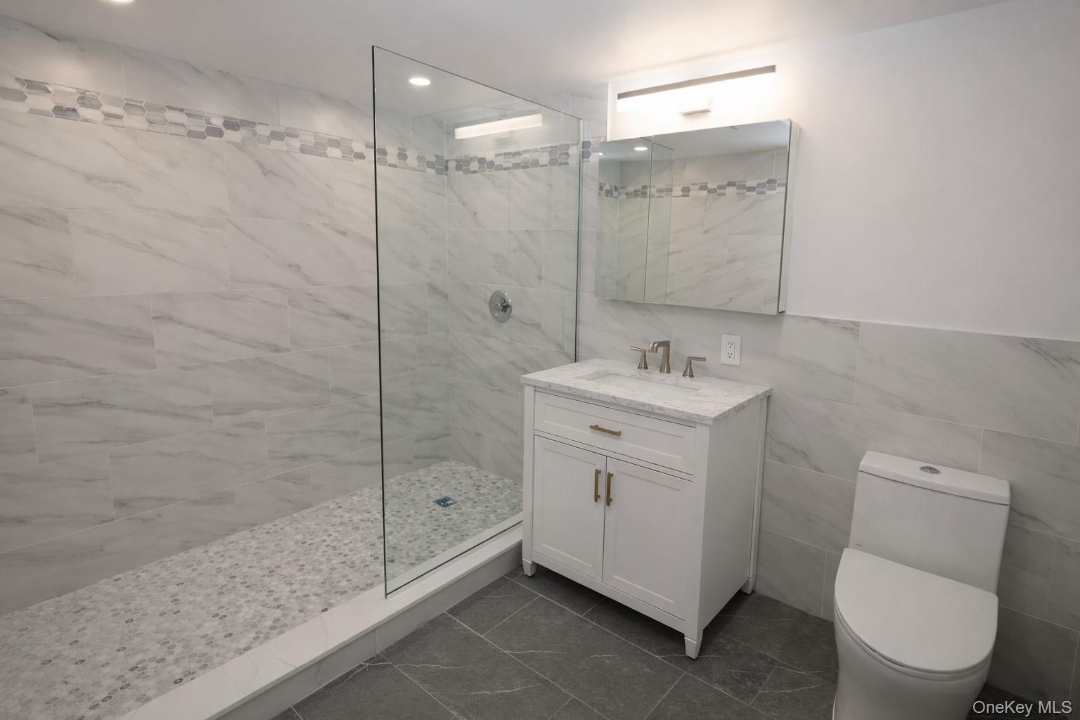 78 Ontario Road Floral Park, NY 11001 - Photo 23 of 33 Large Full Basement Bathroom with Large Standup Shower and Custom Glass