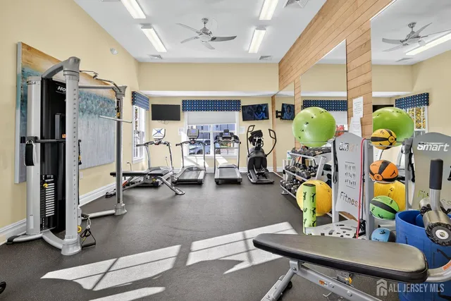 a view of a room with gym equipment