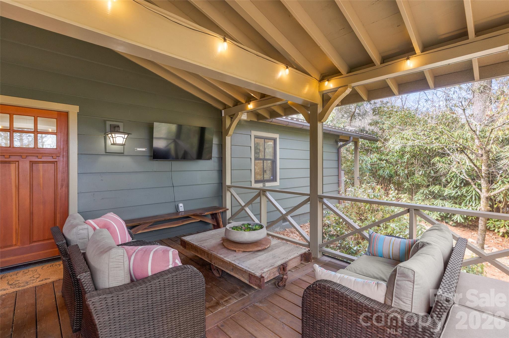 464 Franklin Road Highlands, NC 28741 - Photo 29 of 44 a balcony with furniture and wooden floor