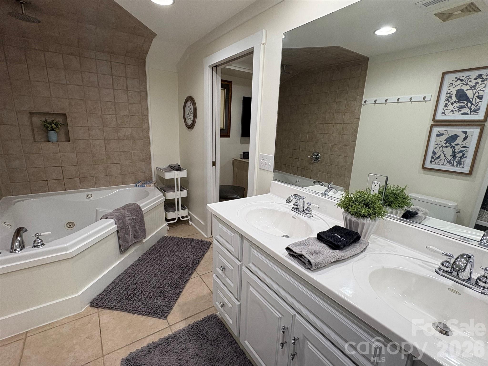 464 Franklin Road Highlands, NC 28741 - Photo 34 of 44 a bathroom with a tub sink and mirror