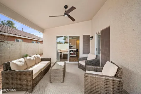 a living room with furniture