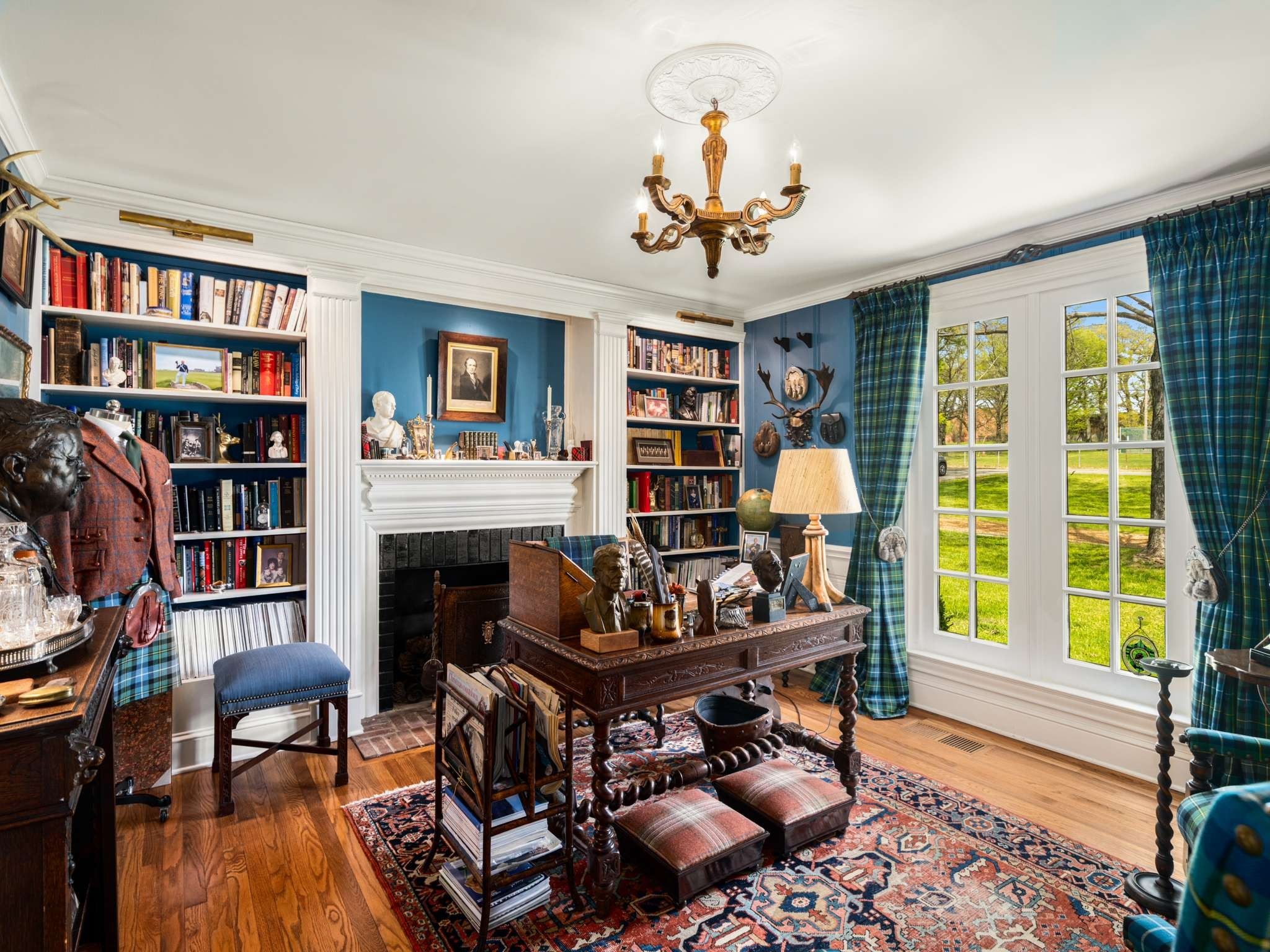 305 Davidson Road Nashville, TN 37205 - Photo 35 of 73 a living room with fireplace furniture and a book shelf