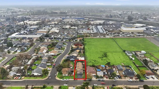 an aerial view of a house