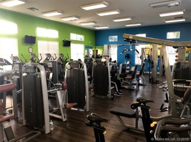 a room with gym equipment
