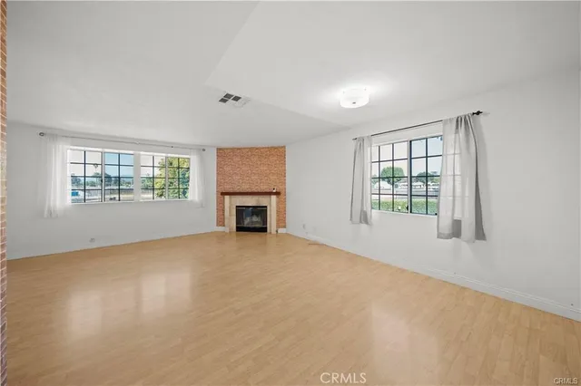 an empty room with windows