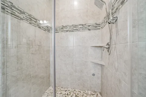 a bathroom with a shower