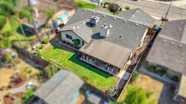 an aerial view of a house