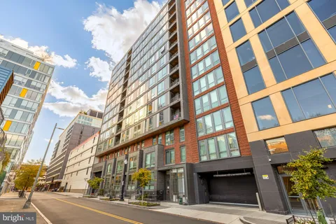 a view of a building and a street