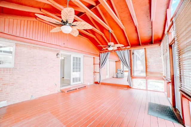 a view of a lake with a yard