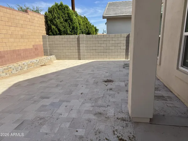 a view of backyard of house