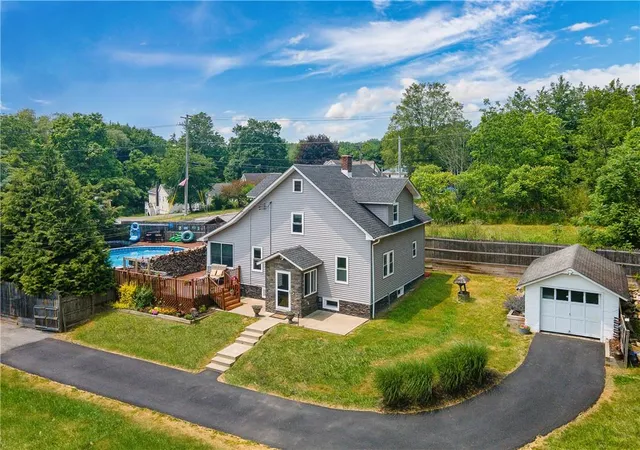 an aerial view of a house