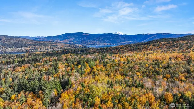 a view of a city with mountains in the background