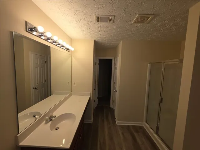 a bathroom with a bathtub