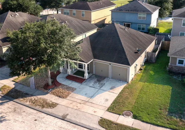 an aerial view of a house