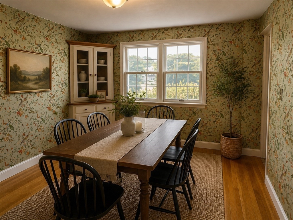 307 Glen Road Weston, MA 02493 - Photo 4 of 14 a view of a a dining room with furniture window and wooden floor