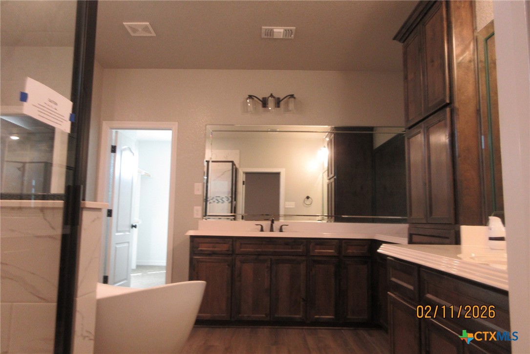 7623 Palladium Loop Killeen, TX 76542 - Photo 16 of 40 a bathroom with a tub a sink and a mirror