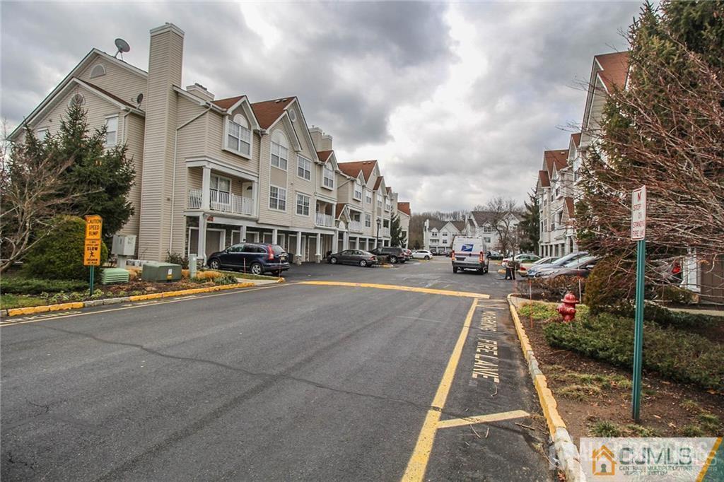 a view of a street with houses