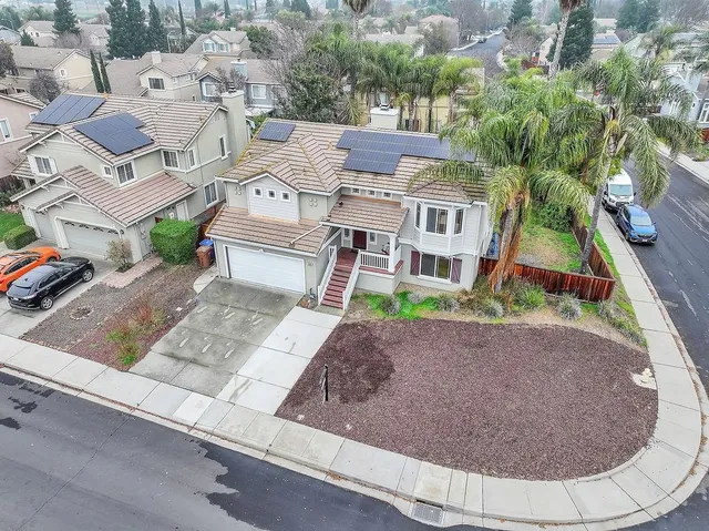 an aerial view of a house