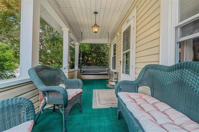 a view of a patio in backyard of the house