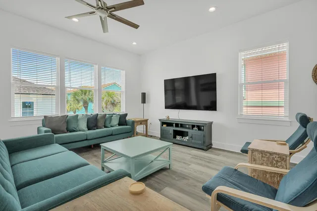 a living room with furniture