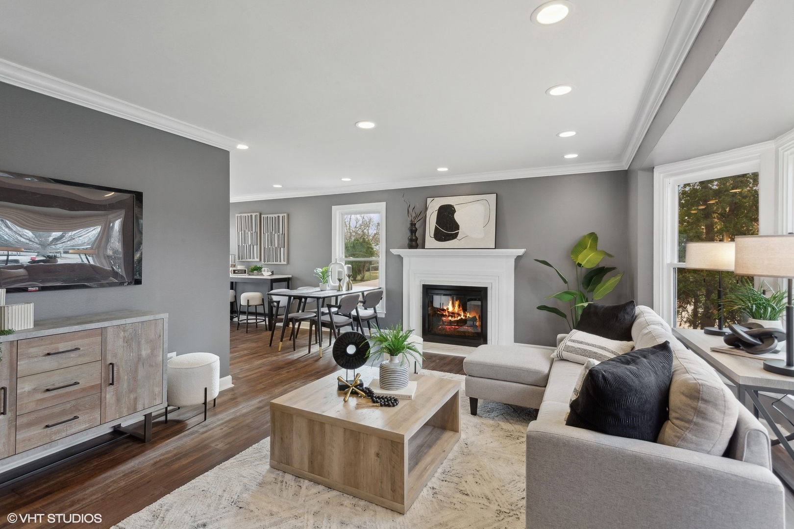 8501 Harding Avenue Skokie, IL 60076 - Photo 4 of 37 a living room with furniture and a fireplace
