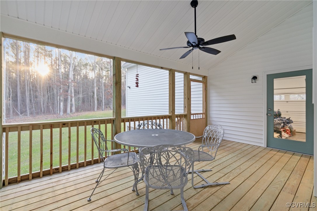 13279 Hanover Courthouse Road Hanover, VA 23069 - Photo 44 of 50 Sunroom featuring vaulted ceiling and a ceiling fa