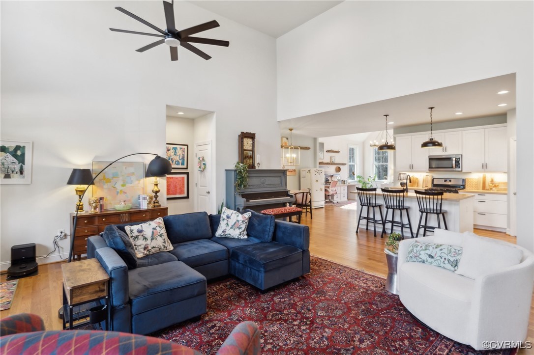 Living area featuring recessed lighting, ceiling f