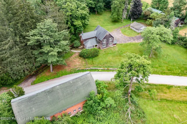 an aerial view of a house