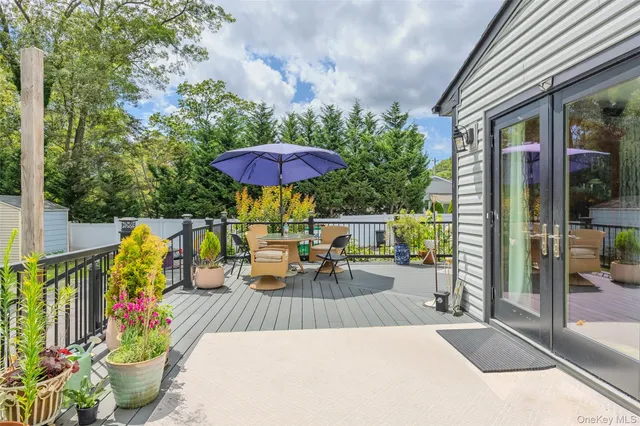 an outdoor space with seating